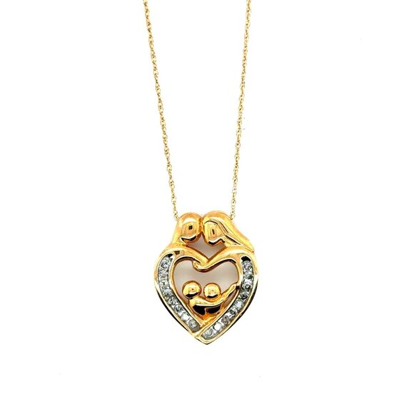Mother & Child 10K Gold Diamond Necklace - Picture 1 of 8